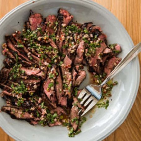 Grilled Flank Steak with Basil Dressing